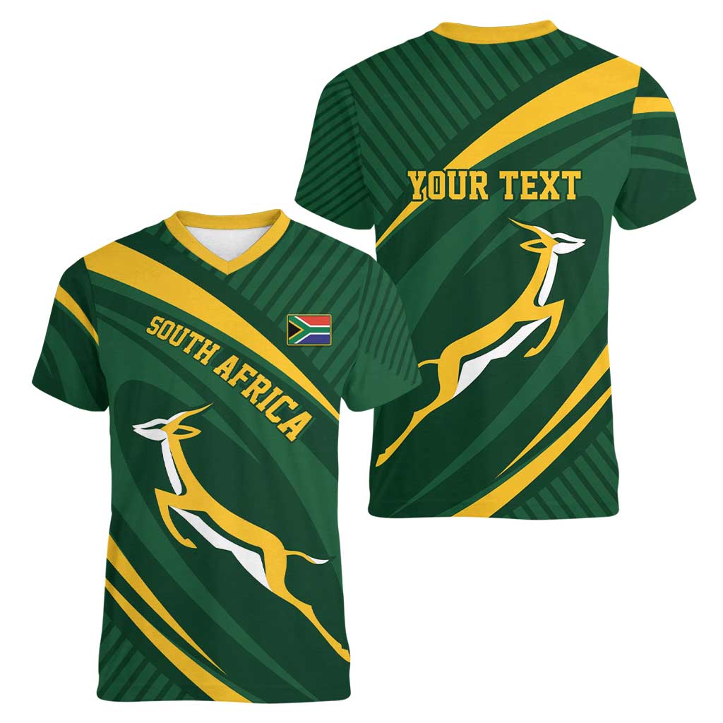 Personalized South Africa Rugby Bokke Women V-Neck T-Shirt Minimalism Style