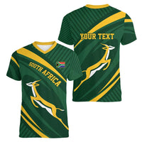 Personalized South Africa Rugby Bokke Women V-Neck T-Shirt Minimalism Style