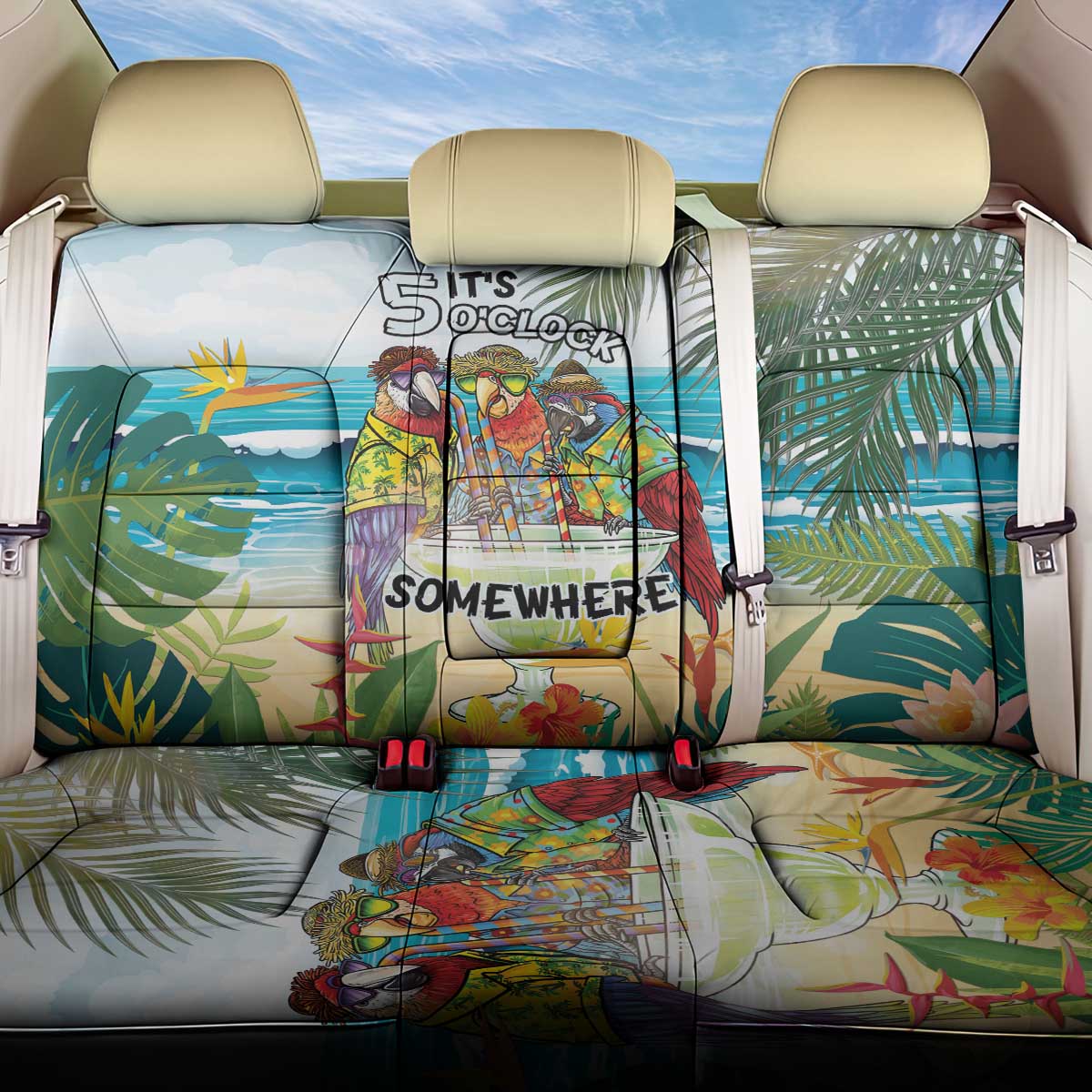 It's 5 o'clock Somewhere Back Car Seat Cover Beach Party - Wonder Print Shop