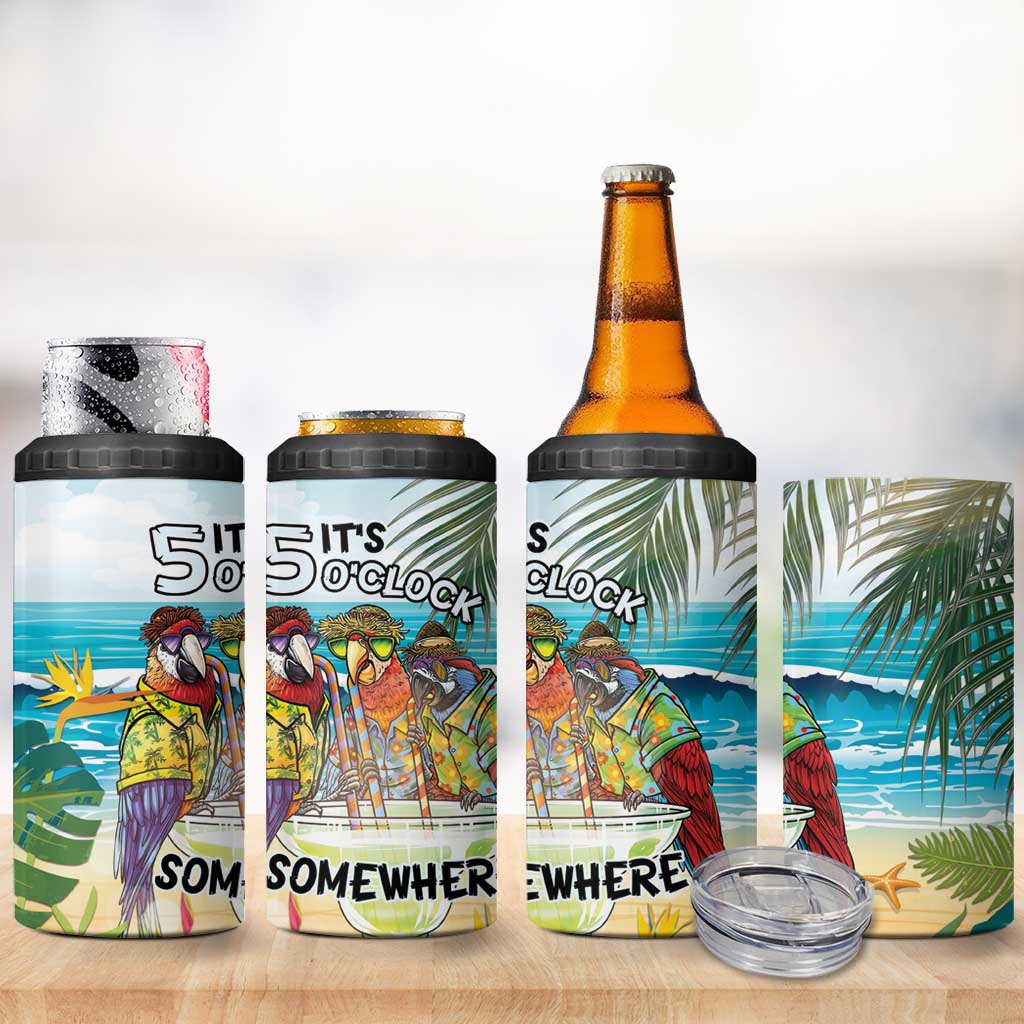 It's 5 o'clock Somewhere 4 in 1 Can Cooler Tumbler Beach Party - Wonder Print Shop