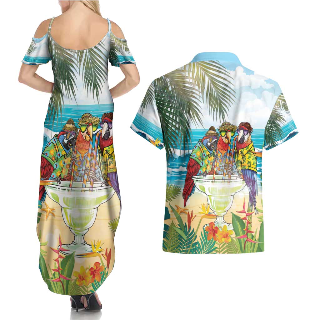 It's 5 o'clock Somewhere Couples Matching Summer Maxi Dress and Hawaiian Shirt Beach Party - Wonder Print Shop