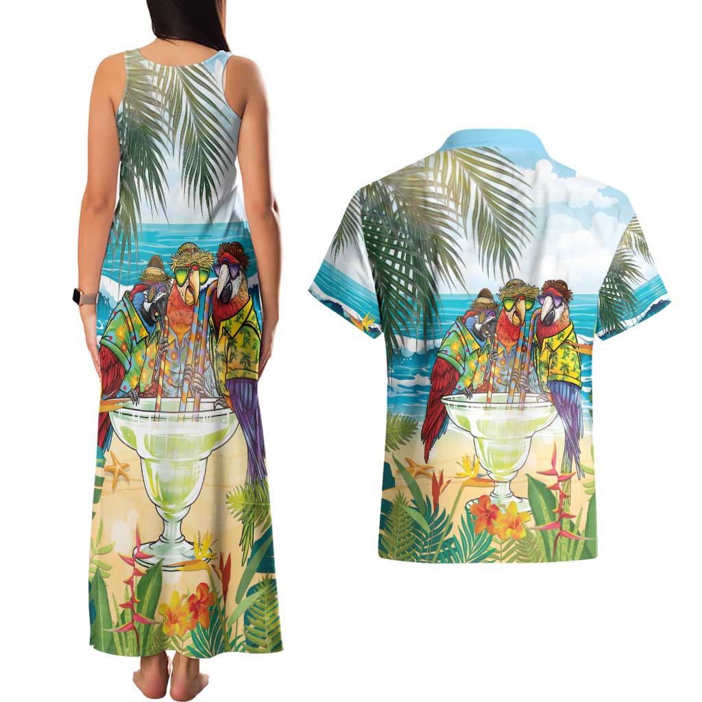 It's 5 o'clock Somewhere Couples Matching Tank Maxi Dress and Hawaiian Shirt Beach Party - Wonder Print Shop
