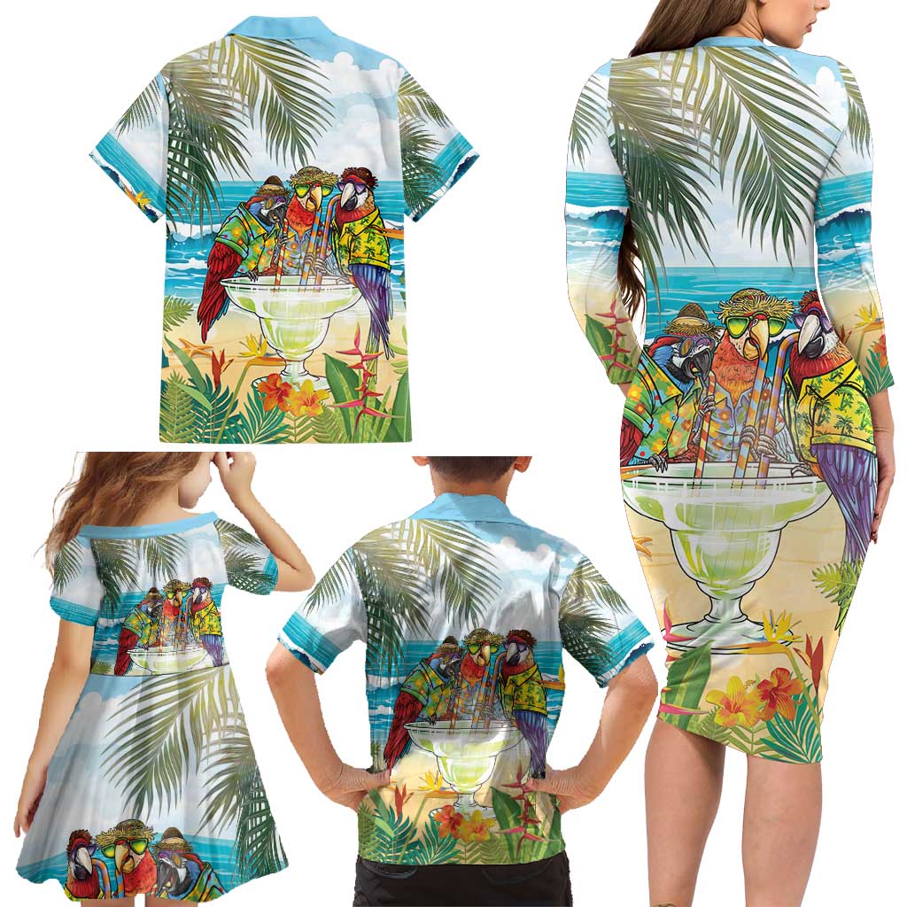 It's 5 o'clock Somewhere Family Matching Long Sleeve Bodycon Dress and Hawaiian Shirt Beach Party - Wonder Print Shop