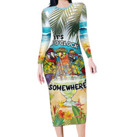 It's 5 o'clock Somewhere Family Matching Long Sleeve Bodycon Dress and Hawaiian Shirt Beach Party - Wonder Print Shop
