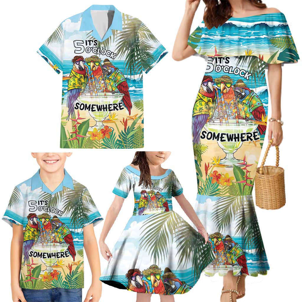 It's 5 o'clock Somewhere Family Matching Mermaid Dress and Hawaiian Shirt Beach Party - Wonder Print Shop