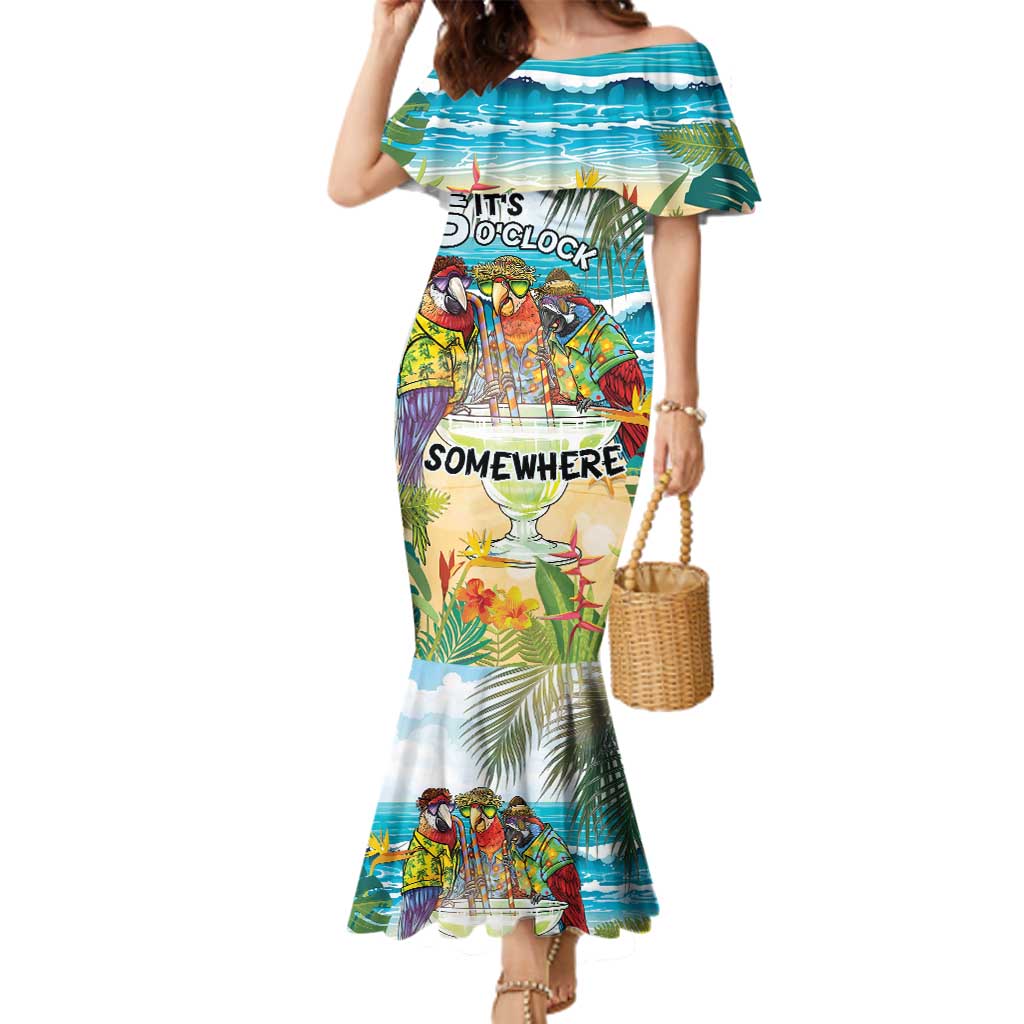 It's 5 o'clock Somewhere Family Matching Mermaid Dress and Hawaiian Shirt Beach Party - Wonder Print Shop