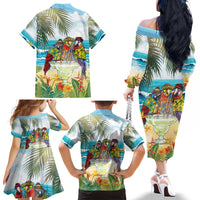 It's 5 o'clock Somewhere Family Matching Off The Shoulder Long Sleeve Dress and Hawaiian Shirt Beach Party - Wonder Print Shop