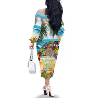 It's 5 o'clock Somewhere Family Matching Off The Shoulder Long Sleeve Dress and Hawaiian Shirt Beach Party - Wonder Print Shop