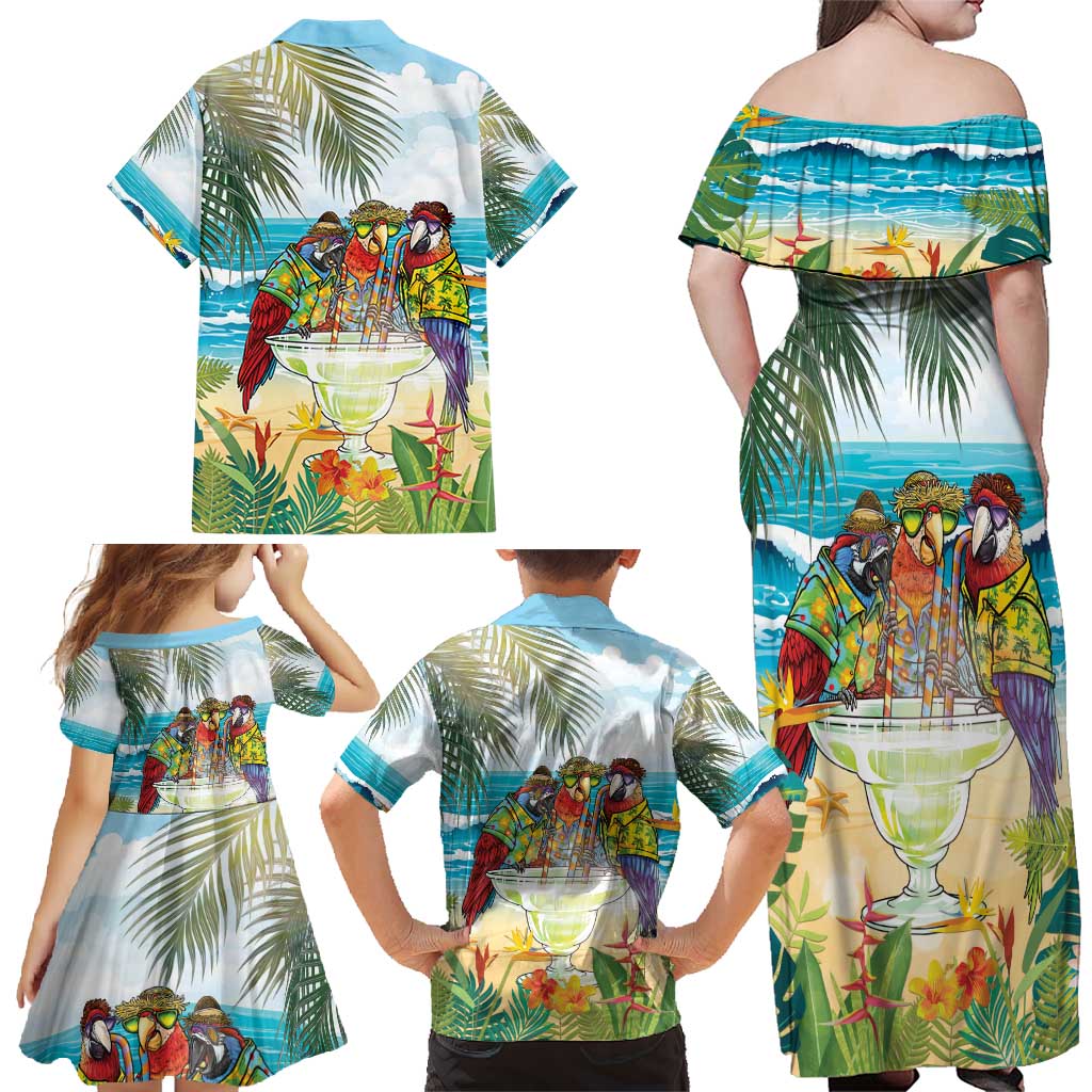 It's 5 o'clock Somewhere Family Matching Off Shoulder Maxi Dress and Hawaiian Shirt Beach Party - Wonder Print Shop