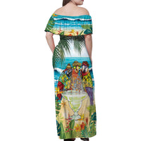 It's 5 o'clock Somewhere Family Matching Off Shoulder Maxi Dress and Hawaiian Shirt Beach Party - Wonder Print Shop
