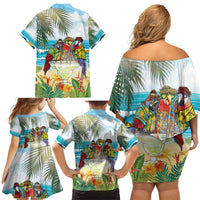 It's 5 o'clock Somewhere Family Matching Off Shoulder Short Dress and Hawaiian Shirt Beach Party - Wonder Print Shop