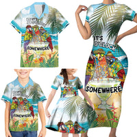 It's 5 o'clock Somewhere Family Matching Short Sleeve Bodycon Dress and Hawaiian Shirt Beach Party - Wonder Print Shop
