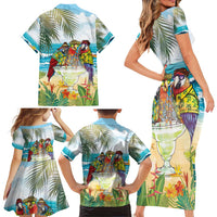 It's 5 o'clock Somewhere Family Matching Short Sleeve Bodycon Dress and Hawaiian Shirt Beach Party - Wonder Print Shop