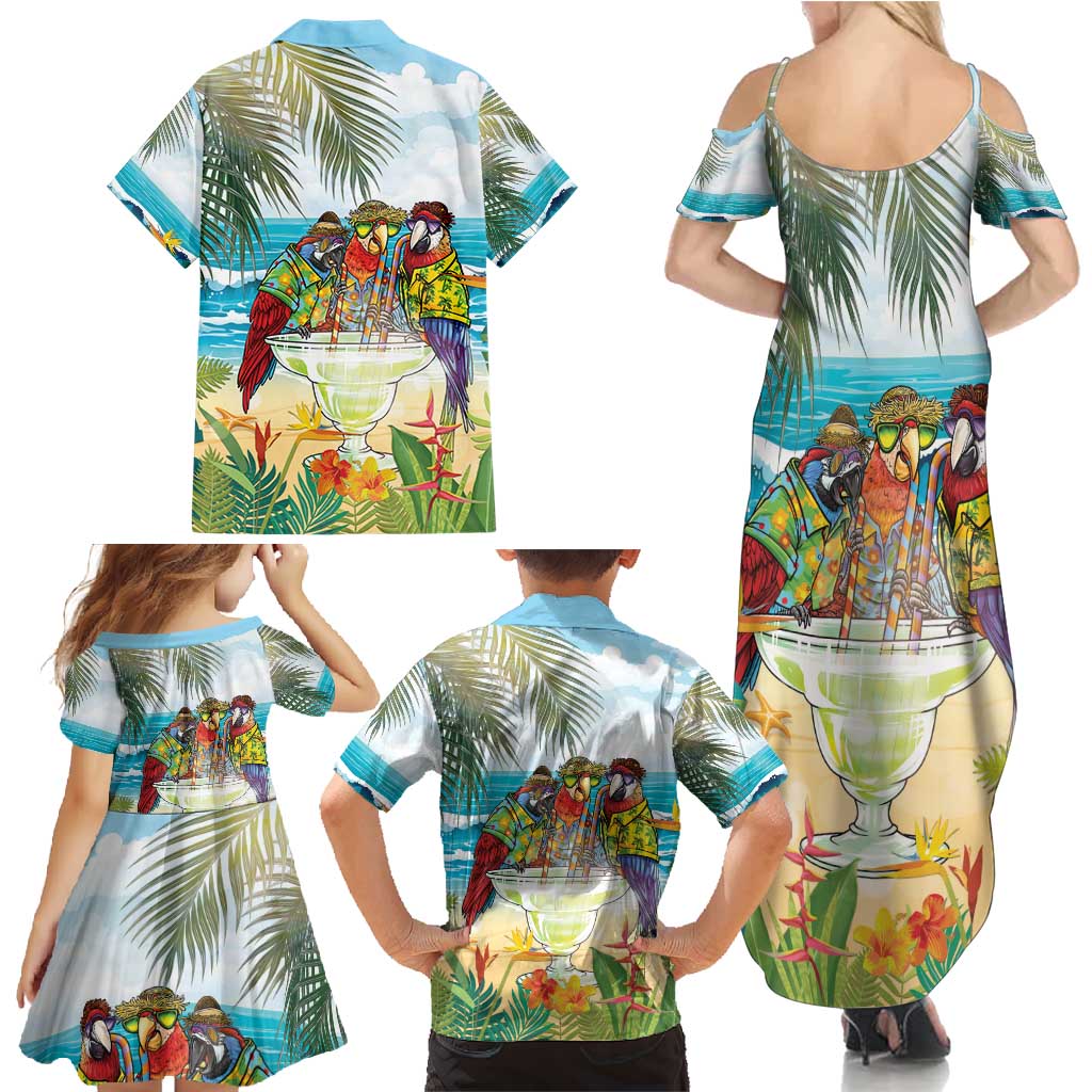 It's 5 o'clock Somewhere Family Matching Summer Maxi Dress and Hawaiian Shirt Beach Party - Wonder Print Shop