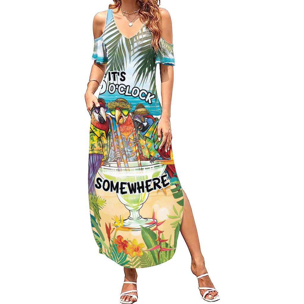 It's 5 o'clock Somewhere Family Matching Summer Maxi Dress and Hawaiian Shirt Beach Party - Wonder Print Shop
