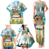 It's 5 o'clock Somewhere Family Matching Tank Maxi Dress and Hawaiian Shirt Beach Party - Wonder Print Shop
