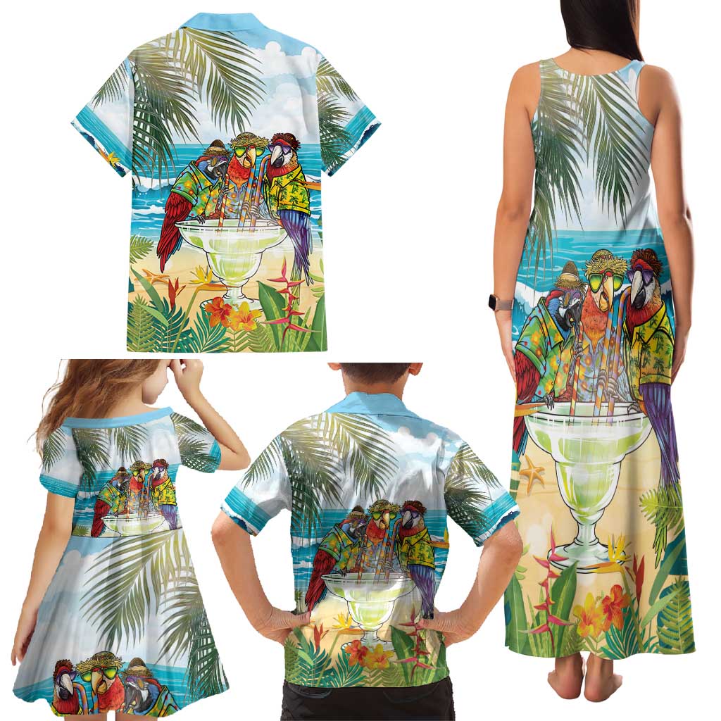 It's 5 o'clock Somewhere Family Matching Tank Maxi Dress and Hawaiian Shirt Beach Party - Wonder Print Shop