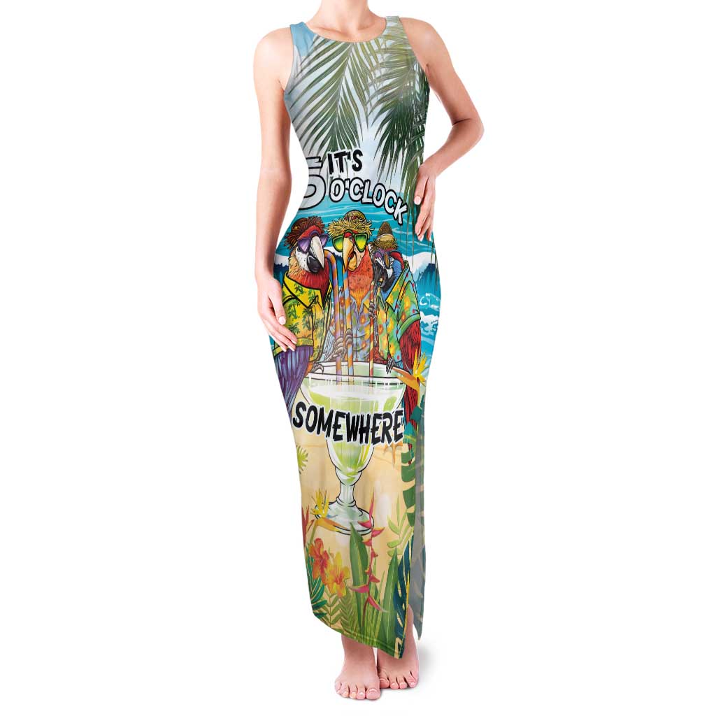 It's 5 o'clock Somewhere Family Matching Tank Maxi Dress and Hawaiian Shirt Beach Party - Wonder Print Shop