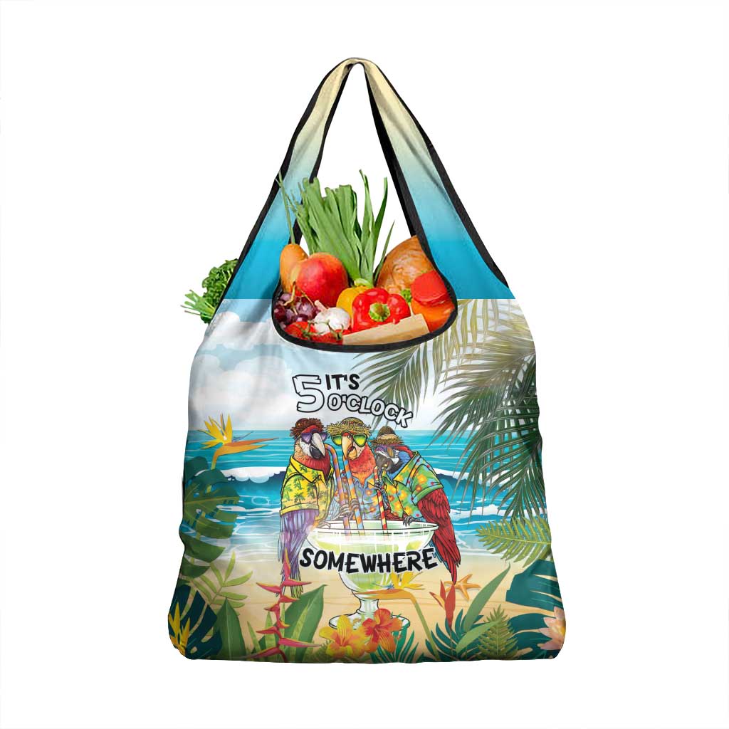 It's 5 o'clock Somewhere Grocery Bag Beach Party - Wonder Print Shop