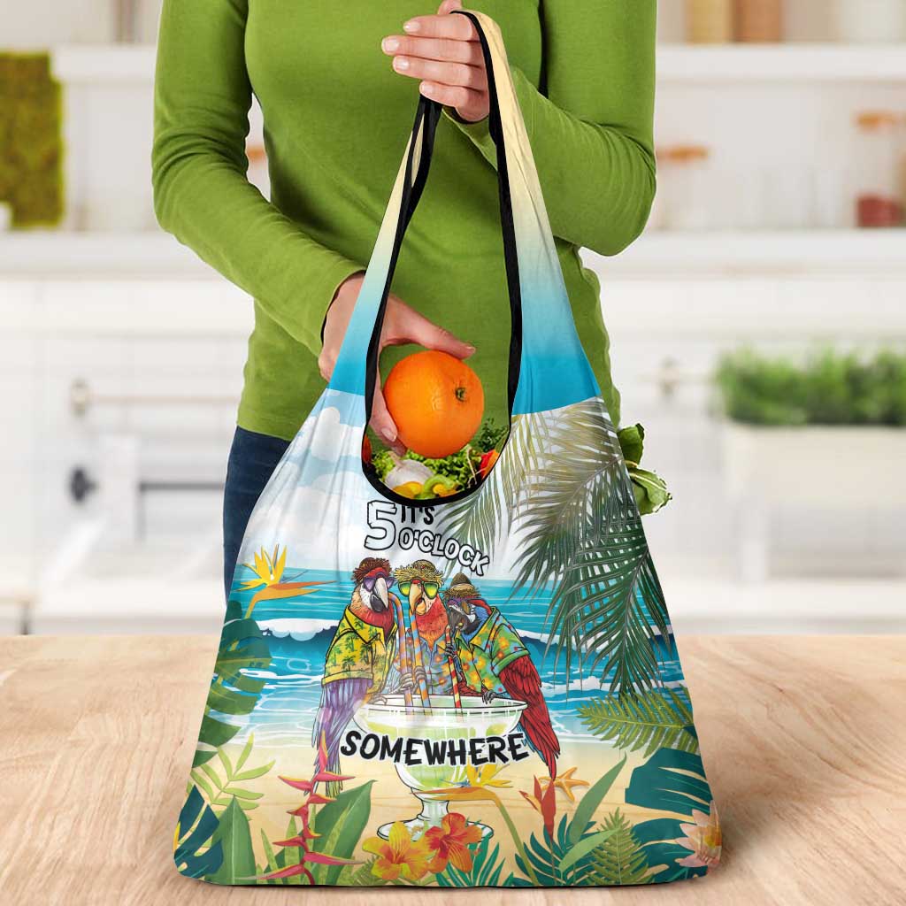 It's 5 o'clock Somewhere Grocery Bag Beach Party - Wonder Print Shop