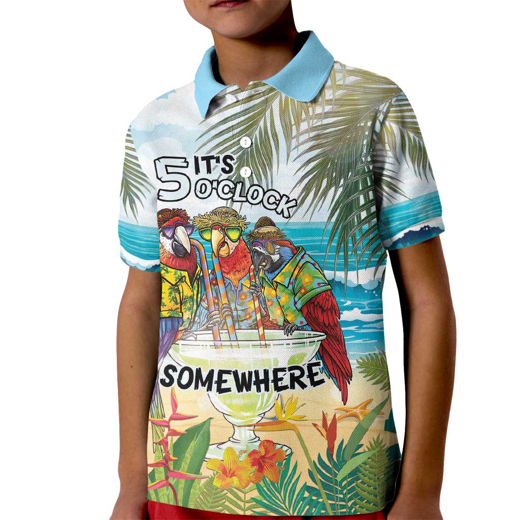 It's 5 o'clock Somewhere Kid Polo Shirt Beach Party - Wonder Print Shop