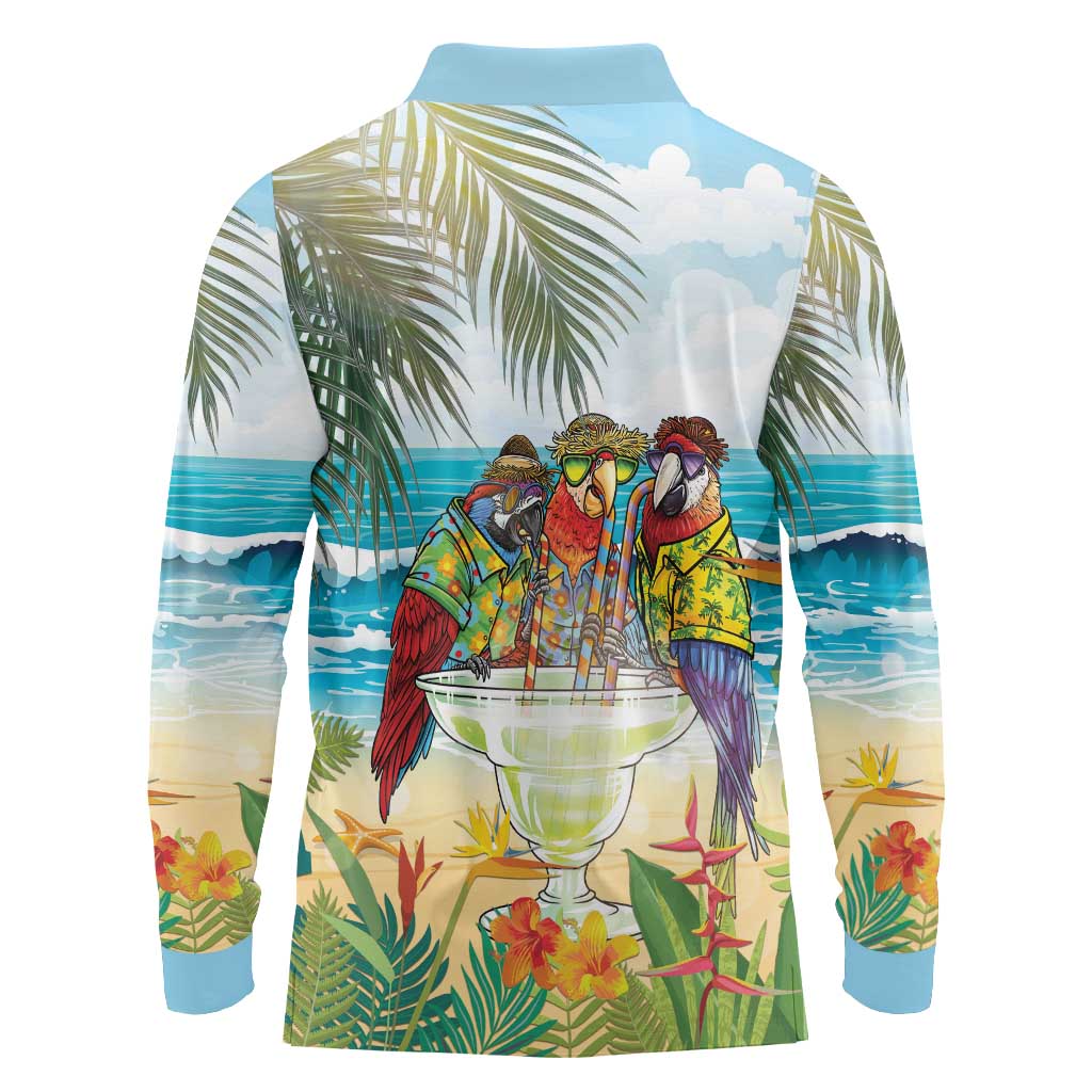 It's 5 o'clock Somewhere Long Sleeve Polo Shirt Beach Party - Wonder Print Shop