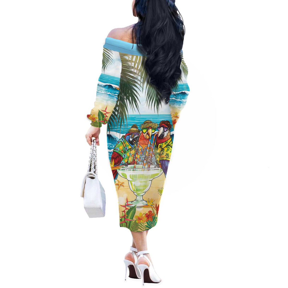 It's 5 o'clock Somewhere Off The Shoulder Long Sleeve Dress Beach Party - Wonder Print Shop