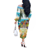 It's 5 o'clock Somewhere Off The Shoulder Long Sleeve Dress Beach Party - Wonder Print Shop