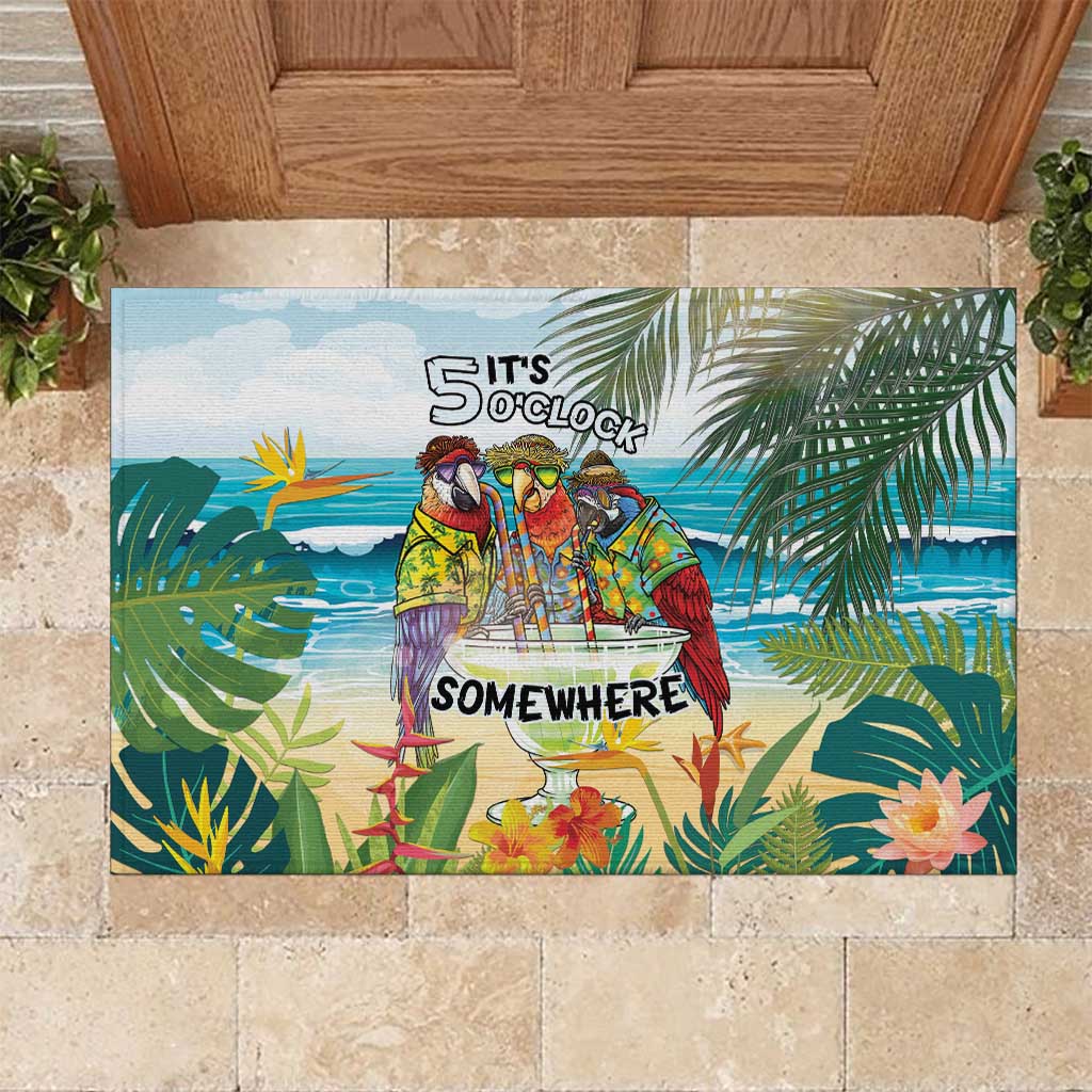 It's 5 o'clock Somewhere Rubber Doormat Beach Party - Wonder Print Shop
