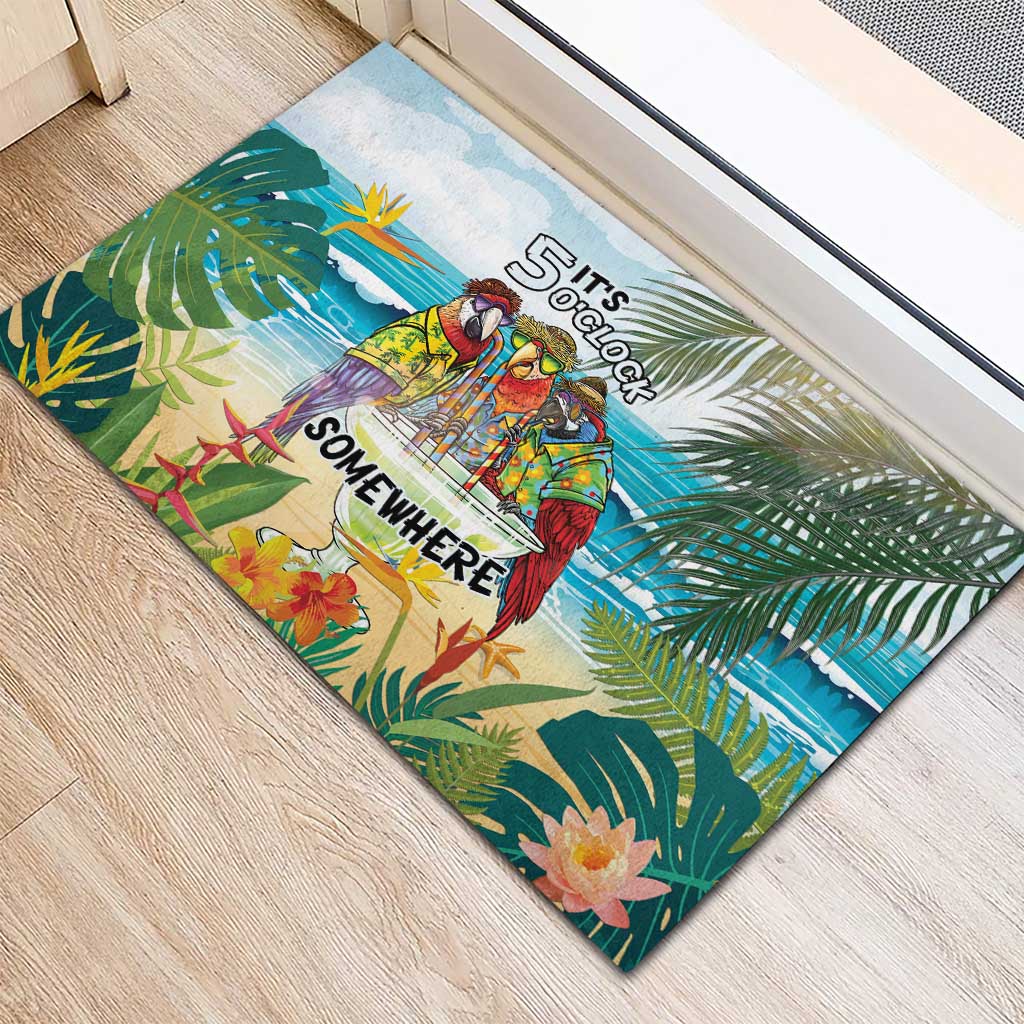 It's 5 o'clock Somewhere Rubber Doormat Beach Party - Wonder Print Shop