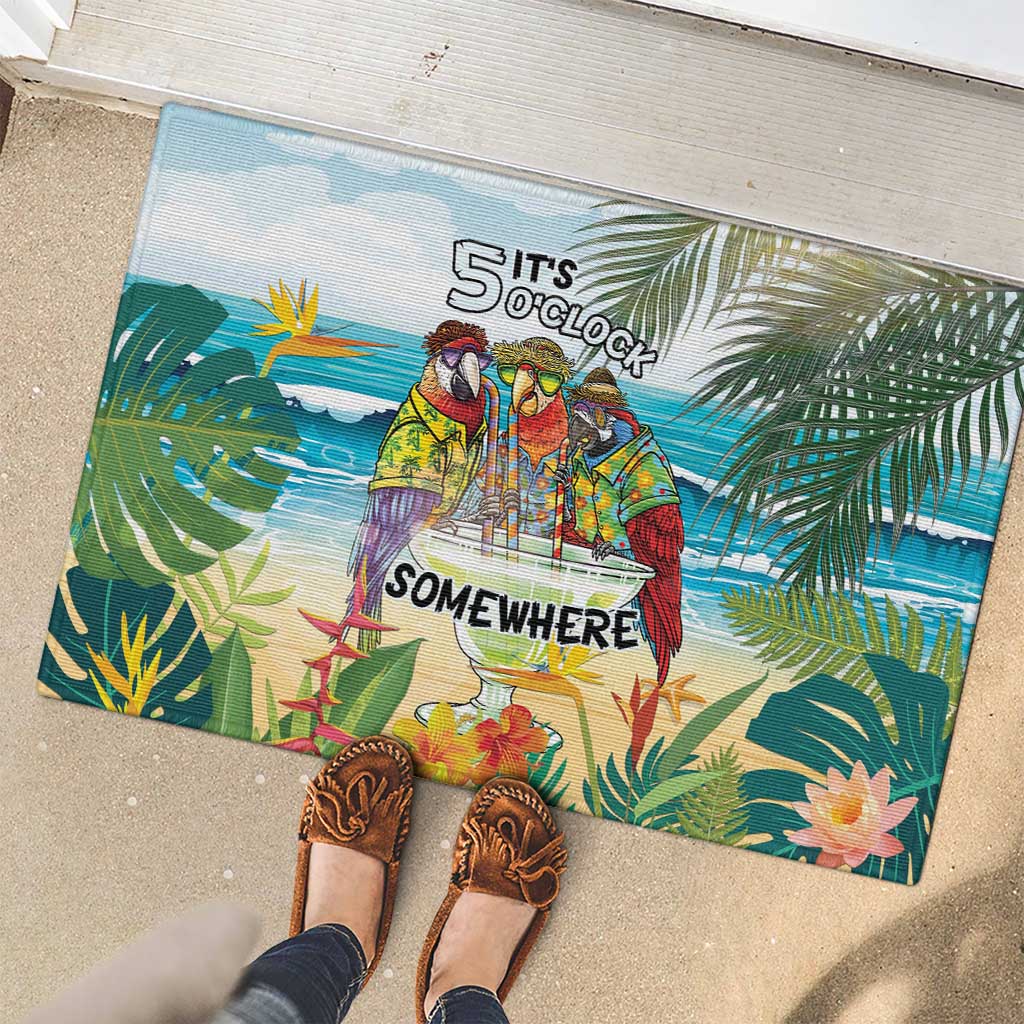It's 5 o'clock Somewhere Rubber Doormat Beach Party - Wonder Print Shop