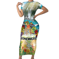 It's 5 o'clock Somewhere Short Sleeve Bodycon Dress Beach Party - Wonder Print Shop