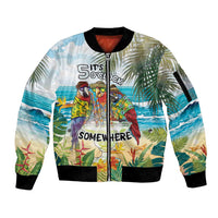 It's 5 o'clock Somewhere Sleeve Zip Bomber Jacket Beach Party - Wonder Print Shop