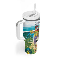 It's 5 o'clock Somewhere Tumbler With Handle Beach Party - Wonder Print Shop