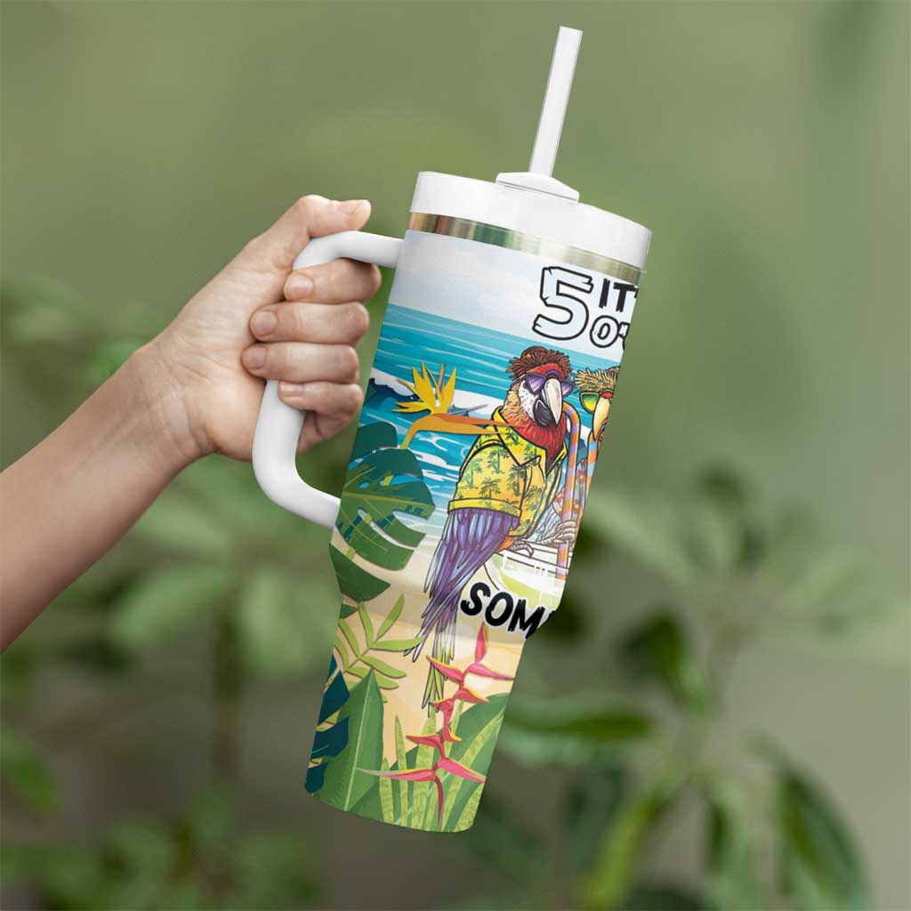 It's 5 o'clock Somewhere Tumbler With Handle Beach Party - Wonder Print Shop