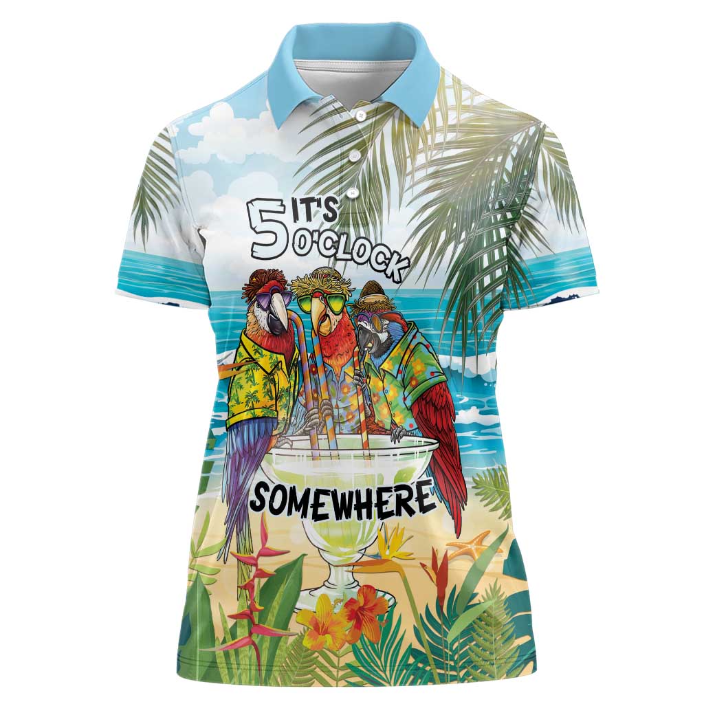 It's 5 o'clock Somewhere Women Polo Shirt Beach Party - Wonder Print Shop