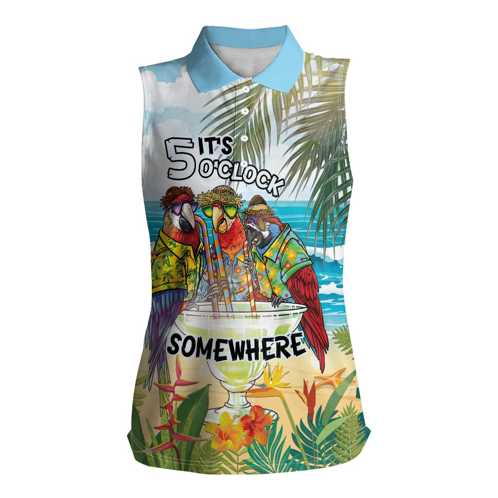 It's 5 o'clock Somewhere Women Sleeveless Polo Shirt Beach Party - Wonder Print Shop