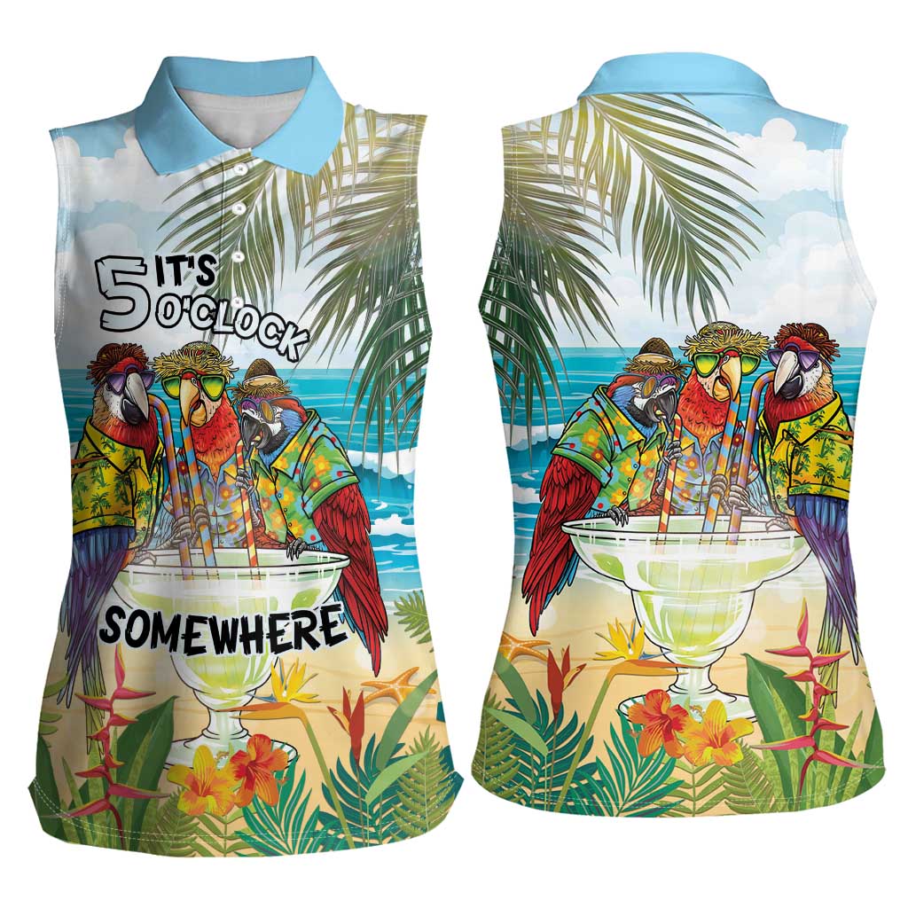 It's 5 o'clock Somewhere Women Sleeveless Polo Shirt Beach Party - Wonder Print Shop