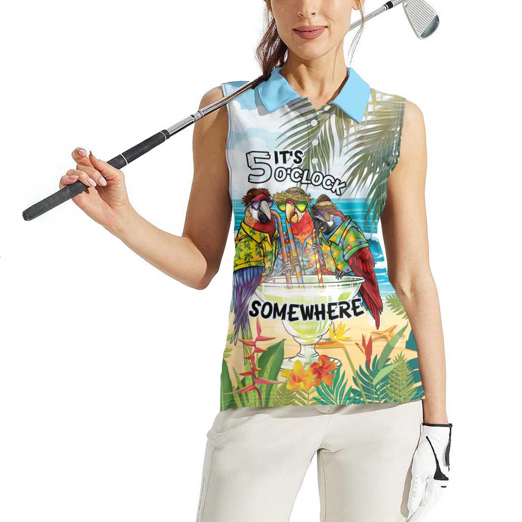 It's 5 o'clock Somewhere Women Sleeveless Polo Shirt Beach Party - Wonder Print Shop
