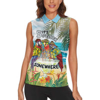 It's 5 o'clock Somewhere Women Sleeveless Polo Shirt Beach Party - Wonder Print Shop