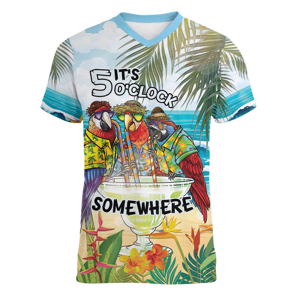 It's 5 o'clock Somewhere Women V-Neck T-Shirt Beach Party - Wonder Print Shop