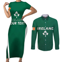 Personalised Ireland Rugby Couples Matching Short Sleeve Bodycon Dress and Long Sleeve Button Shirts World Cup 2023 GO Shamrocks LT7 - Wonder Print Shop