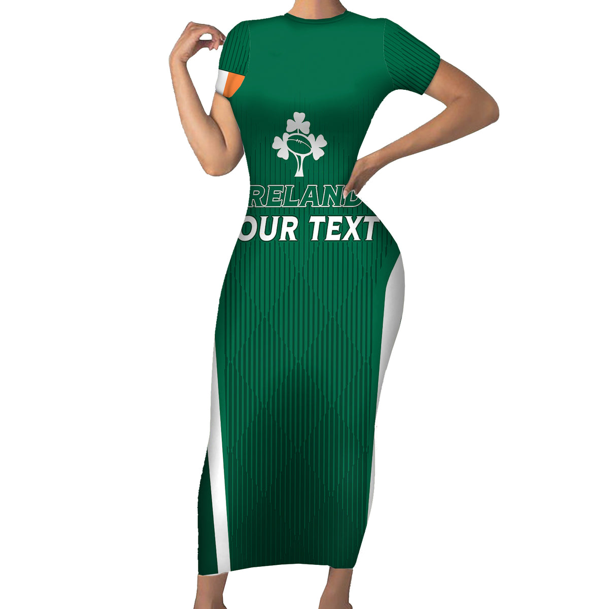 Personalised Ireland Rugby Short Sleeve Bodycon Dress World Cup 2023 GO Shamrocks - Wonder Print Shop