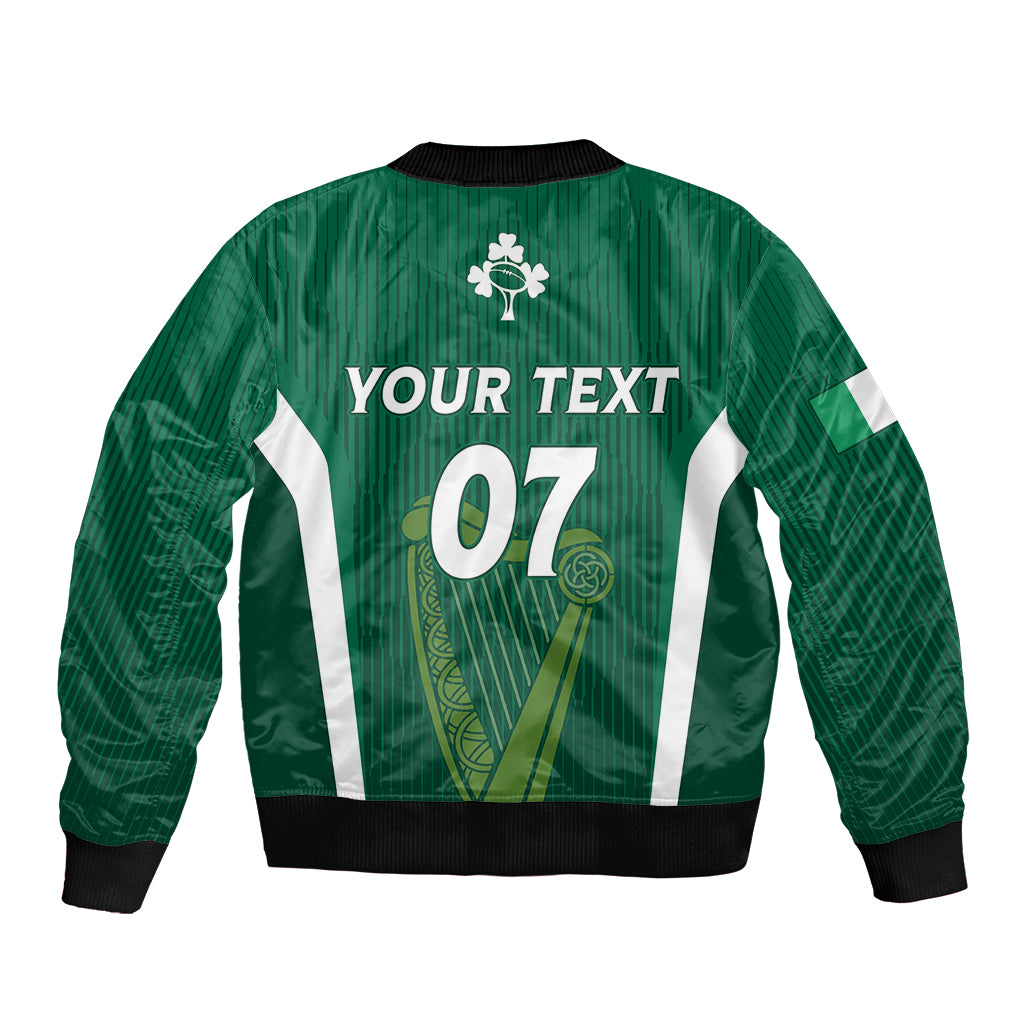Personalised Ireland Rugby Sleeve Zip Bomber Jacket World Cup 2023 GO Shamrocks - Wonder Print Shop