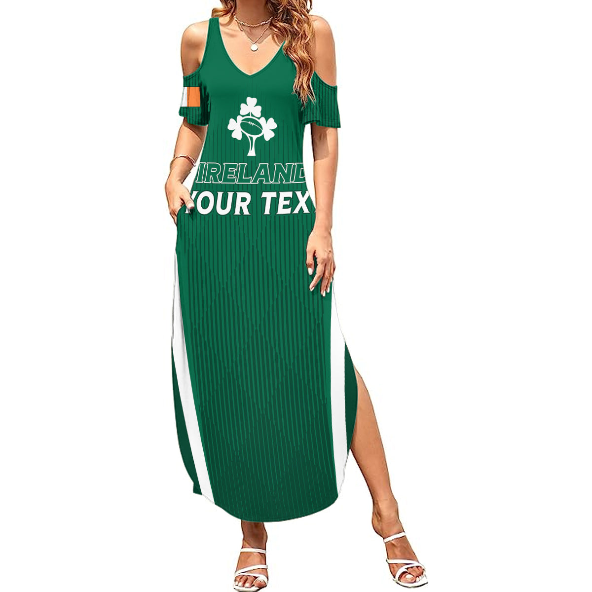 Personalised Ireland Rugby Summer Maxi Dress World Cup 2023 GO Shamrocks - Wonder Print Shop