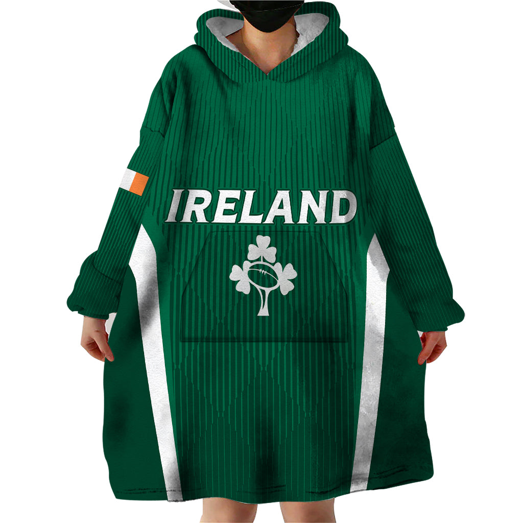 Personalised Ireland Rugby Wearable Blanket Hoodie World Cup 2023 GO Shamrocks - Wonder Print Shop