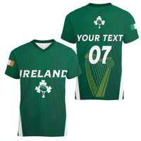 Personalised Ireland Rugby Women V Neck T Shirt World Cup 2023 GO Shamrocks - Wonder Print Shop