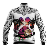 Polynesian Baseball Jacket Dog Lover With Beagle - Sunset At The Beach White Ver LT7 - Wonder Print Shop
