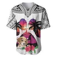 Polynesian Baseball Jersey Dog Lover With Beagle - Sunset At The Beach White Ver LT7 - Wonder Print Shop