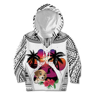 Polynesian Kid Hoodie Dog Lover With Beagle - Sunset At The Beach White Ver - Wonder Print Shop